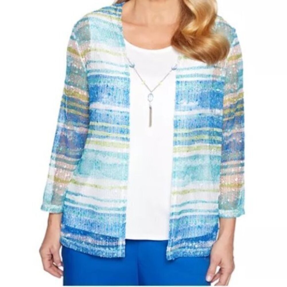 Alfred Dunner Women's Mesh Cardigan Size M